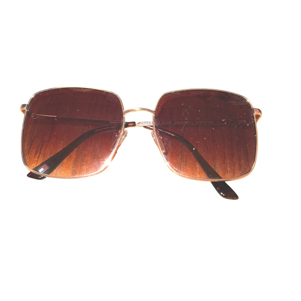 Tommy Hilfiger Cassie Gold Frame Square Sunglasses Women Designer Fashion - Picture 9 of 9